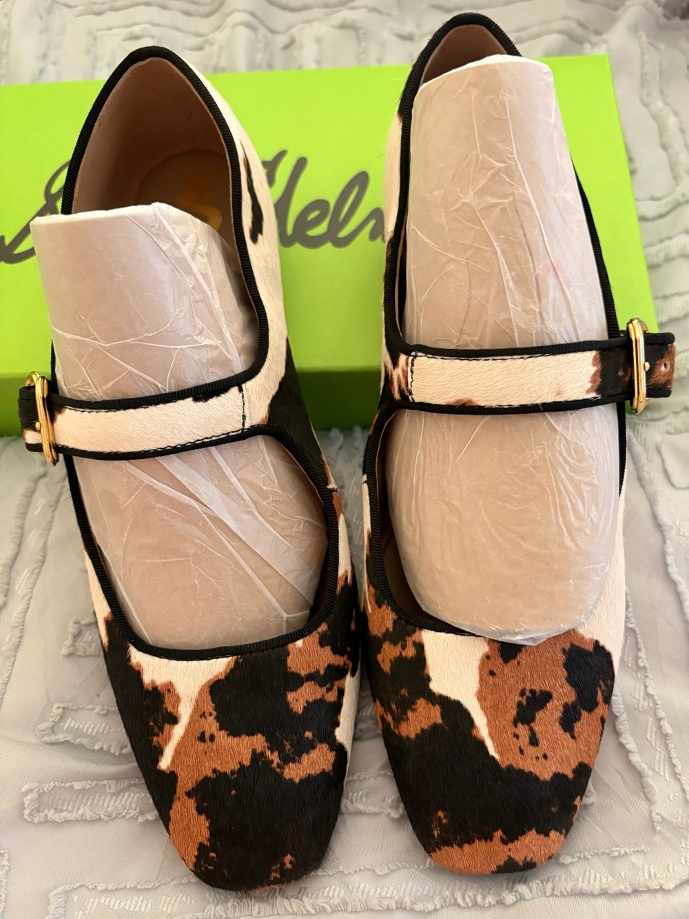 Sam Edelman Brown & Black Calf Hair Mary Jane Flats